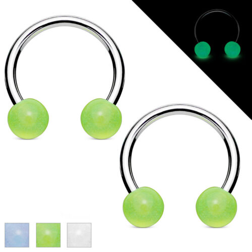 Details about   Pair Glow in the Dark Horseshoe Circular Barbell Ring Septum Tragus Lip Piercing 