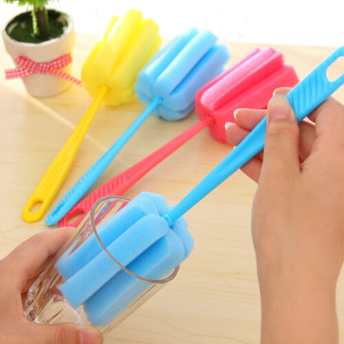 Kitchen Cleaning Tool Glassware Sponge Brush Cup Glass Bottle w/ Long Handle 