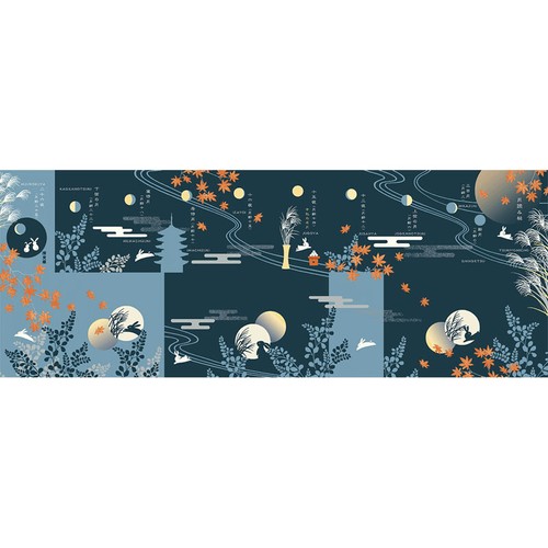 HAMAMONYO Tenugui Book /'Japanese Moon Phases/' Japanese Hand Towel Book