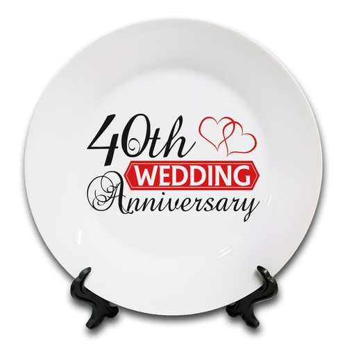 8/" Wedding Anniversary-Two Hearts Anniversary Novelty Ceramic Plate 1st - 70th
