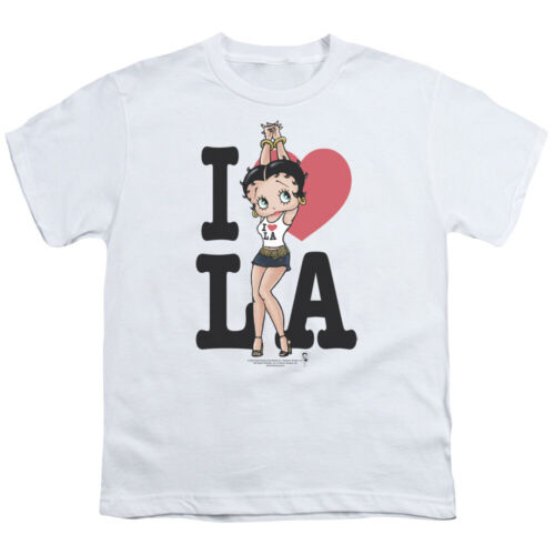 Betty Boop I Heart LA Kids Youth T Shirt Licensed Classic Cartoon Tee White