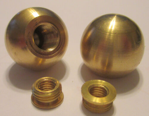 Lot of 2 w/Shoulder Reducer 1" Brass Ball Finials Unfinished Brass 