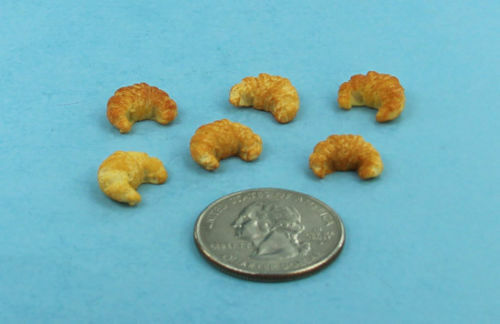 FABULOUS Package of 6 Dollhouse Miniature Baked Croissants 1:12 Scale #BL37 