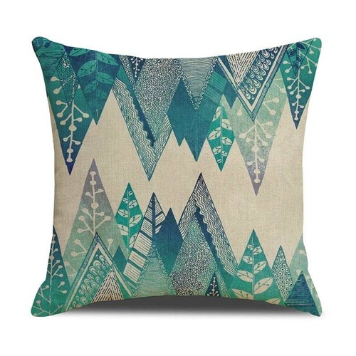 Sea Beach Wave Linen Square Throw Pillow Case Decorative Ocean Style Q