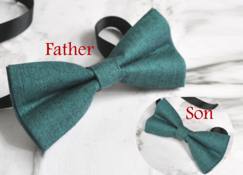 Father Son Match 100/% Cotton Handmade Peacock Green Bow Tie Bowtie Wedding