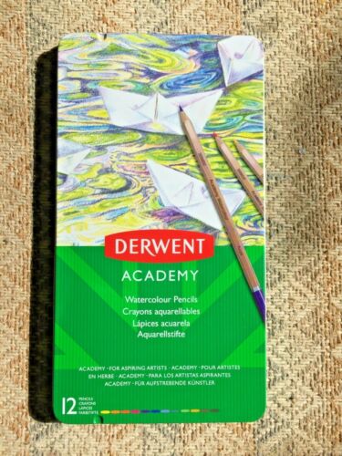 Set of 12 2301941. High Quality Derwent Academy Watercolour Colouring Pencils