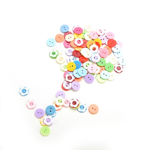 100 PCS Mixed 2 Holes Buttons Clothing Sewing DIY Craft for Kids 10mm#K
