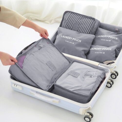6pcs Travel Bags Waterproof Clothes Storage Luggage Organizer Pouch Packing Cube 