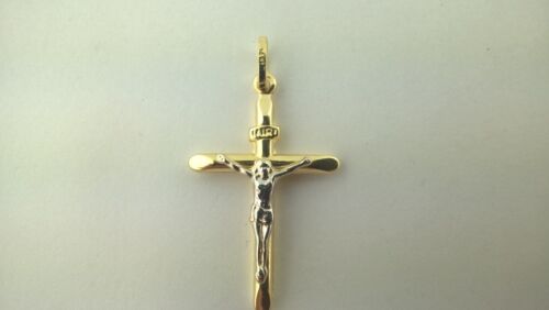 Cristo Italiano de oro de 14K Details about  / 14K Solid Gold 2 Tone Italian Cross Very elegant