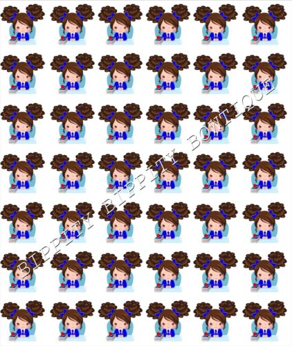 BRAND NEW "SCHOOL GIRL" BROWN HAIR CANVAS PRINTED FABRIC SHEET..BOWS..EXCLUSIVE 