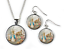 PETER RABBIT Beatrix Potter - Set: Pendant, Chain & Earrings - Picture Jewellery