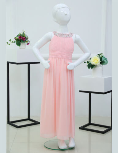 Kids Girls Chiffon Pageant Party Dress Wedding Bridesmaid Gown Evening Costume