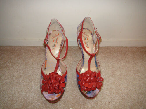 Details about  / Poetic Licence Red A Fling Thing Sandal Red Leather Stiletto heel T Strap Sz 8.5