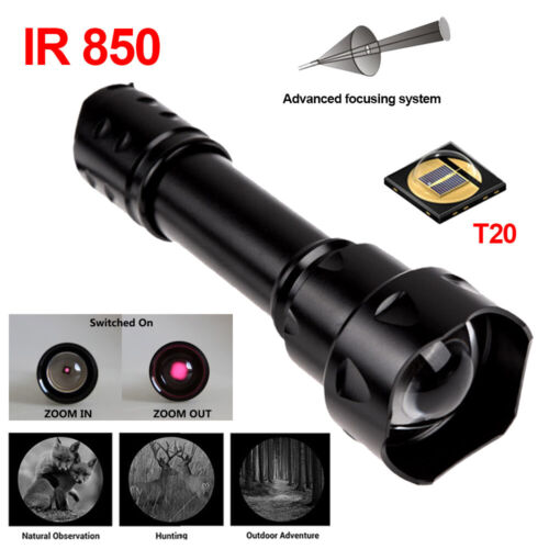 Long Range Infrared Flashlight 10W IR 850nm T50 LED Hunting Night Vision Torch 