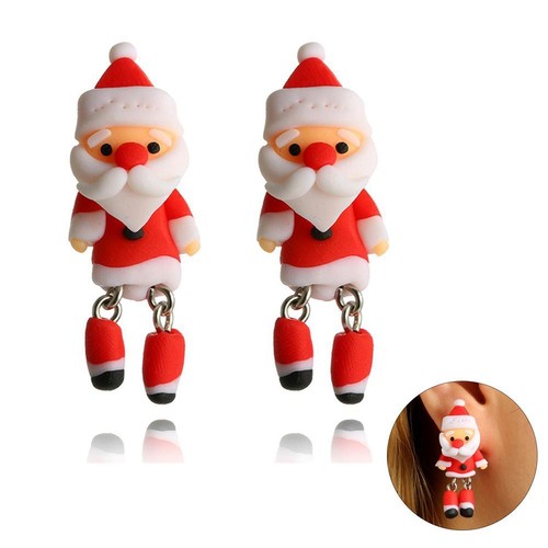 1Pair Women Jewelry Animal Christmas Earrings Santa Claus Ear Stud Polymer Clay