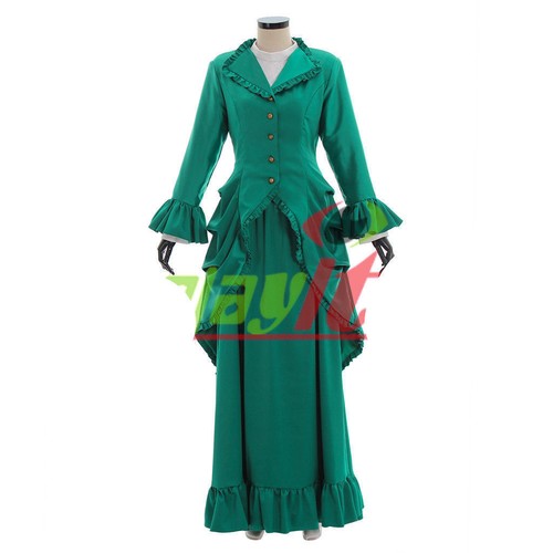1860 S Vert guerre civile uniforme Victorien Robe De Bal Southern Belle Costume robe F