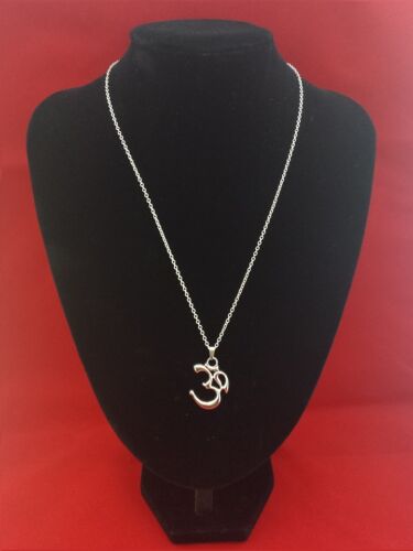 LARGE OM AUM OHM SYMBOL Pendant on a Stamped 925 Sterling Silver Necklace Chain