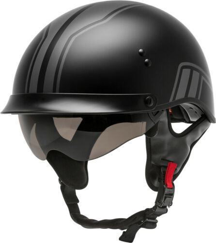 Gmax HH-65 Half Helmet Full Dressed Twin Matte Black Silver