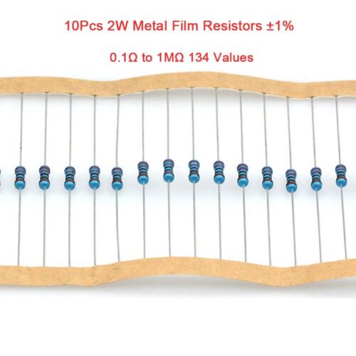 10Pcs 2W Metal Resistencias de película gama de valor de los valores de 0.1Ω a 1MΩ de 134 ± 1% 