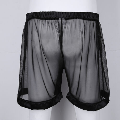 Men's Mesh See-Through Gym Sous-vêtements Boxers Slips Short Séchage Rapide Pantalon Bikini 