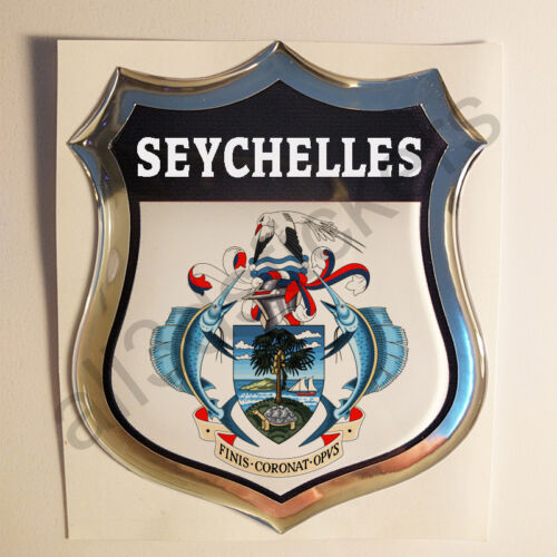 Sticker Seychelles Emblem Coat of Arms Shield 3D Resin Domed Gel Vinyl Decal Car