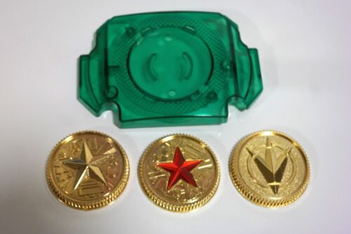 Master Morpher Green Lens & Set of 3 Power Gold Coins Ranger Cosplay Prop