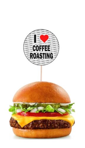 I Love Coffee Roasting Party Food Cup Cake Picks Flags Decorations Toppers 