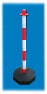 Kunststoffsockel 12 x Absperrpfosten//Kettenpfosten 900 x 40 mm Weiss//Rot PE