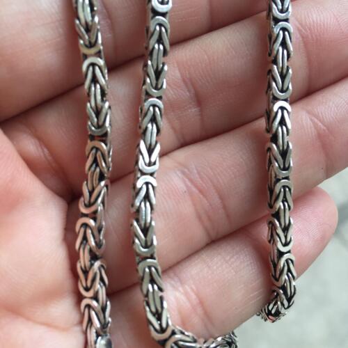 24Inch Boys Men Box Byzantine Chain Necklace Oxide 6mm 112GR 925 Sterling Silver
