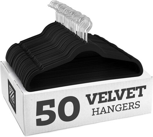 Ultra Thin Space Saving 360° Swivel Hook Non-Slip Velvet Hangers 50 pack 