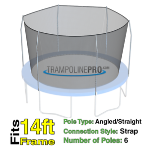 14/' Foot Round Trampoline Safety Net for 6 Straight Pole Enclosure Systems