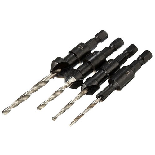 4pcs HSS Countersink Drill Bit Set Quick Change Hex Shank Scre Np