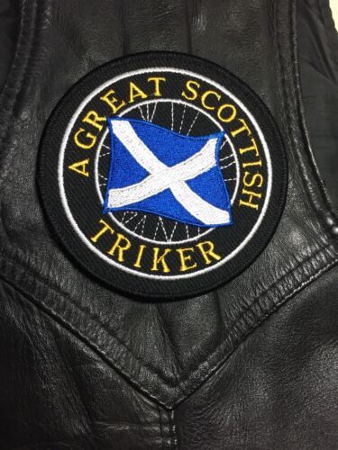 A Great Scottish Triker Sew on Patch Badge  Biker Scotland Harley Veteran