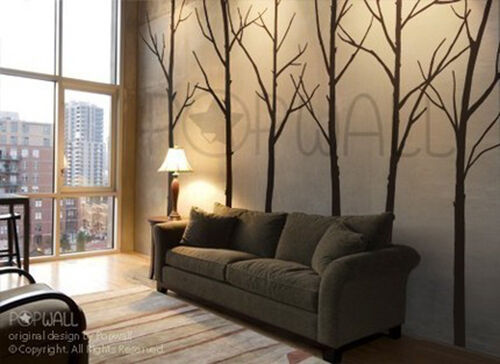 Bare Winter Trees Wall Decal for Home and Office Minimalist Design Sticker 