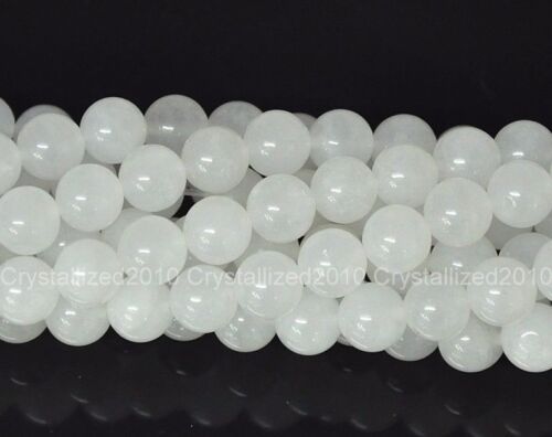 Natural White Jade Gemstone Round Spacer Loose Beads 4mm 6mm 8mm 10mm 12mm 16" 