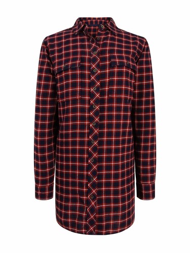 New Ex Fat Face Ladies Long Checked Shirt Size 8-16 Casual Blue /& Red