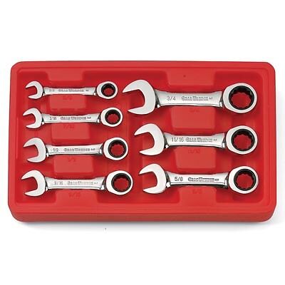 Gearwrench 9507D 7 piece SAE Stubby Double Box Ratcheting Socketing Wrenches 