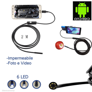 2M 7MM for Android pc Waterproof Snake Borescope USB Inspection Camera 6LED NKL