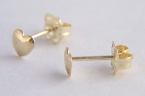 Kids Girls 9ct Gold 4mm Tiny SMALL Plain Heart Studs Earrings B/'Day GIFT BOX NEW