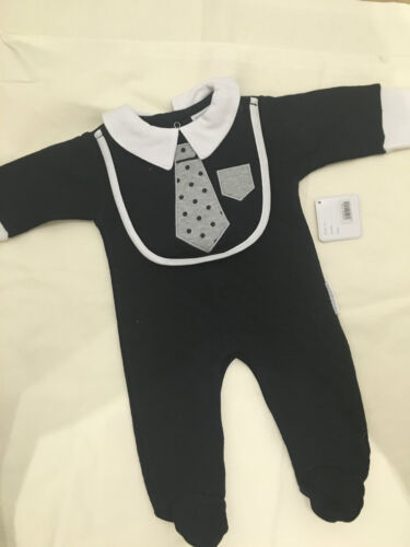 BABY BABIES COTTON ALL IN 1 OUTFIT CLOTHES ALL IN ONE 0-3 6-9M BOYS NAVY XMAS 