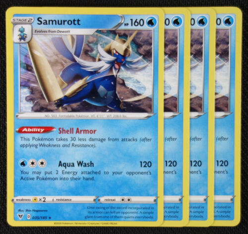Pokemon Cards 4x Samurott 035//185 Playset Vivid Voltage NM//M