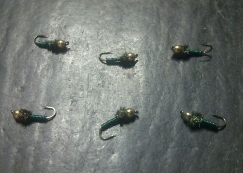 6  BEAD HEAD OLIVE BRASSIE NYMPHS  SIZE 16  LIGAS FLY FISHING FLIES 