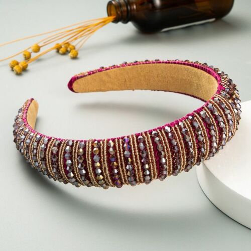 Details about   Headband Baroque Head Crown Women's Hairband Crystal Beaded Padded Embellished 