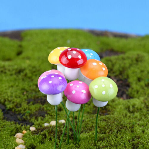 Mini 10x Mushroom Garden Ornament Miniature Plant Pots Fairy DIY Dollhouse B`H2
