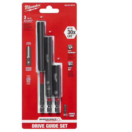 Details about  / Milwaukee 48-32-4519 Shockwave 3Pc Impact Magnetic Drive Guide Set
