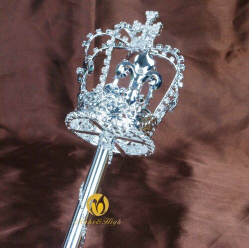 Cross style Scepter Wand Rhinestones Prop Imperial Staff Pageant Party Costumes