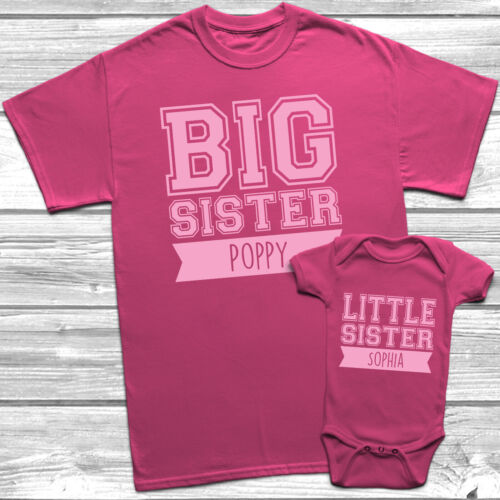 Personalizado hermana hermana pequeña camiseta niños bebé crezca hermanas trajes 