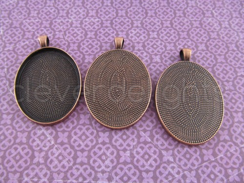 Antique Copper Color Blanks Bezel Setting 30x40mm 20 Oval Pendant Trays