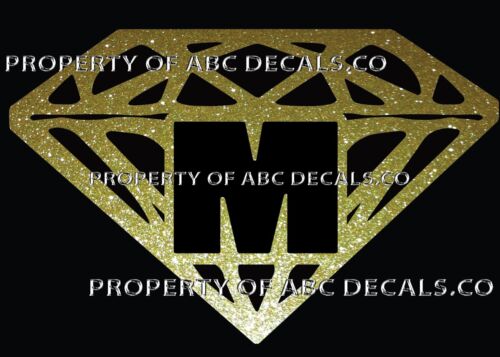 VRS Diamond CUSTOM INITIAL M DIAMANTE JEWEL STONE Metal CAR Decal Wall Sticker