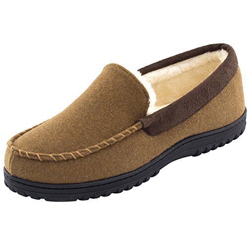 Men’s Comfy & Warm Wool Micro Suede Plush Fleece Lined Moccasin Slippers Hous... 